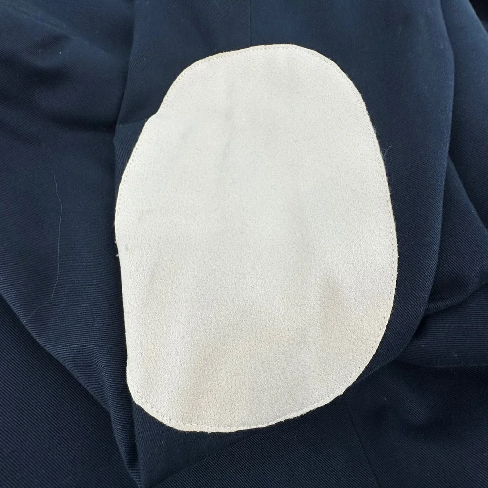 Paul Fredrick Blazer Mens 40S Navy Blue Cotton Suede Elbow Patches Academia
